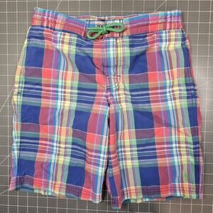 Polo Ralph Lauren Swim Trunks Boys Medium Shorts Plaid Lined Swimwear Beach